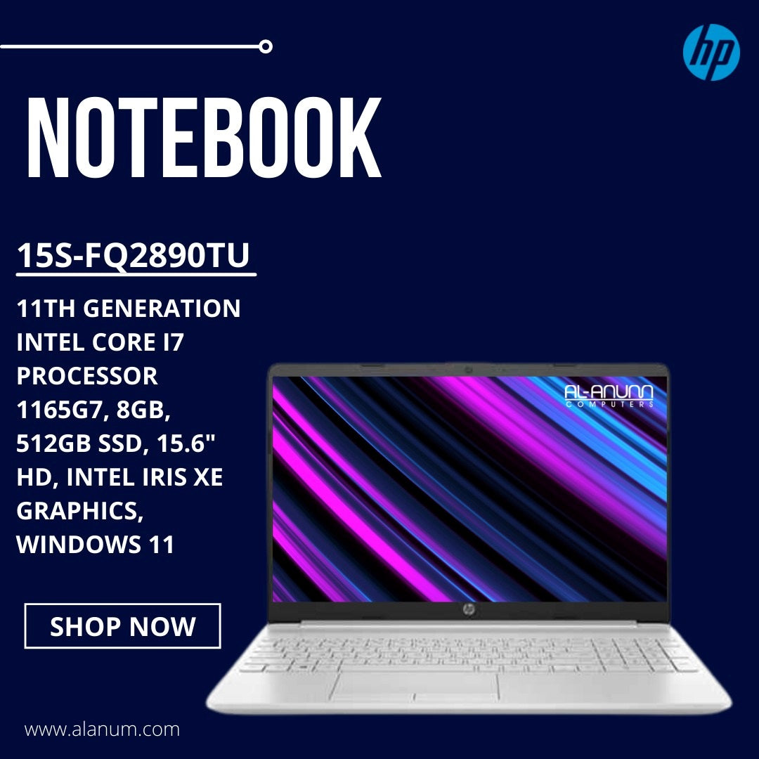 HP Notebook 15S-FQ2890TU, Ci7 11TH, 8Gb, 512GB, 15.6" HD, W11 , Silver - MojoTech