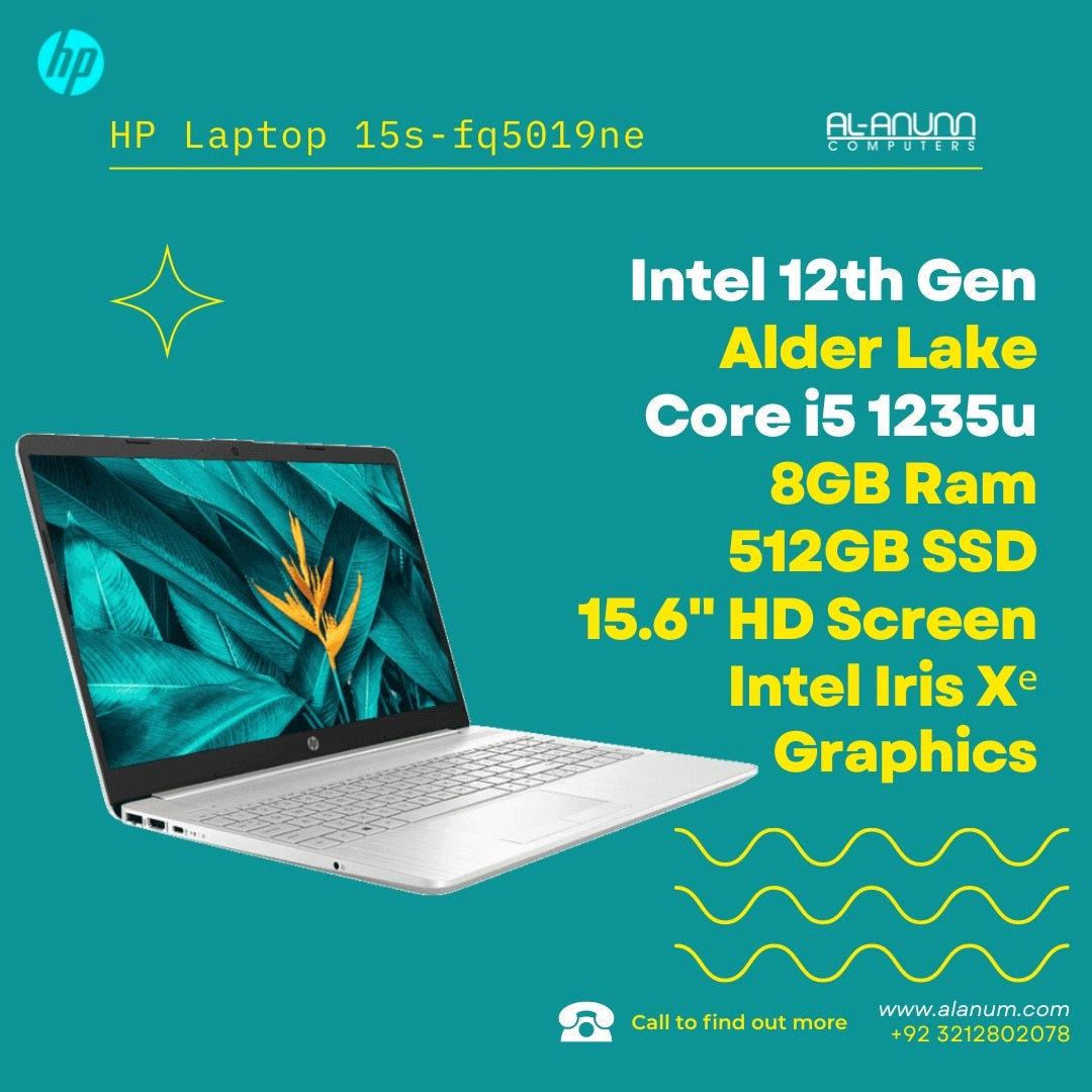 HP Notebook 15s-fq5019nia, Ci5 12TH, 8Gb, 512GB SSD, 15.6" HD, Dos, Silver - MojoTech