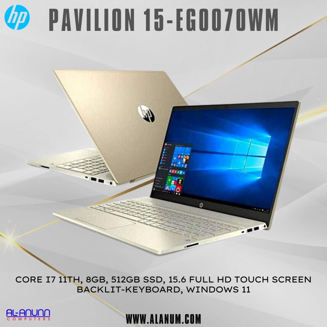 HP Pavilion 15-eg0070wm, Ci7 11TH, 8Gb, 512GB SSD, 15.6 FHD Touch Screen, BL-K, Win11, Lunar Gold - MojoTech