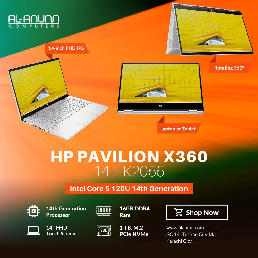 HP Pavilion x360 14-ek2055cl - Core i5 14th Gen, 16GB DDR4, 1TB SSD, 14" FHD IPS Touch, Black, B&O, Windows 11 - MojoTech