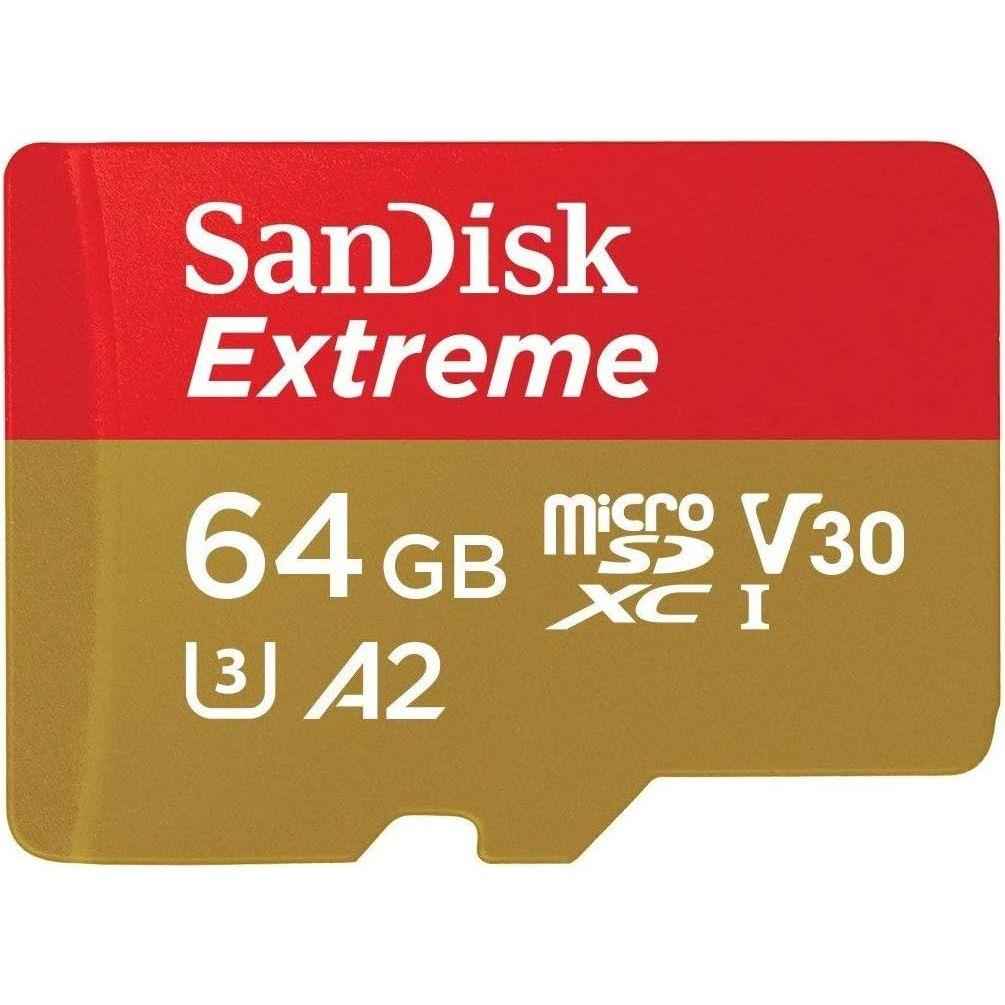SanDisk 64GB Extreme microSDXC UHS-I Memory Card - Up to 170MB/s, C10, U3, V30, 4K, 5K, A2, Micro SD Card
