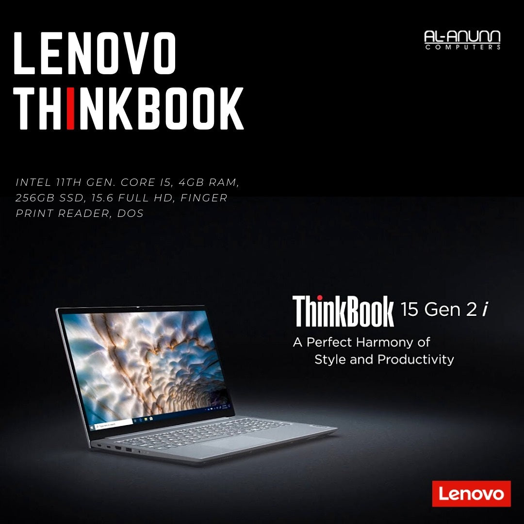 ThinkBook 15 G2, Ci5 11TH, 4GB, 256GB SSD, 15.6 FHD, FPR, DOS - MojoTech
