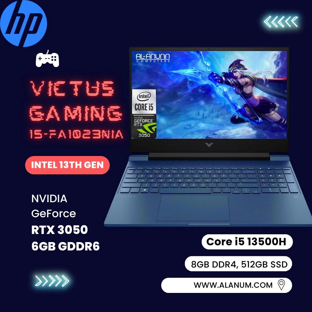 HP Victus Gaming Laptop 15 FA1023nia - Core i5 13th Gen 13500H, 8GB RAM, 512GB SSD, NVIDIA RTX 3050 6GB, 15.6" FHD 144Hz, DOS - Blue - MojoTech