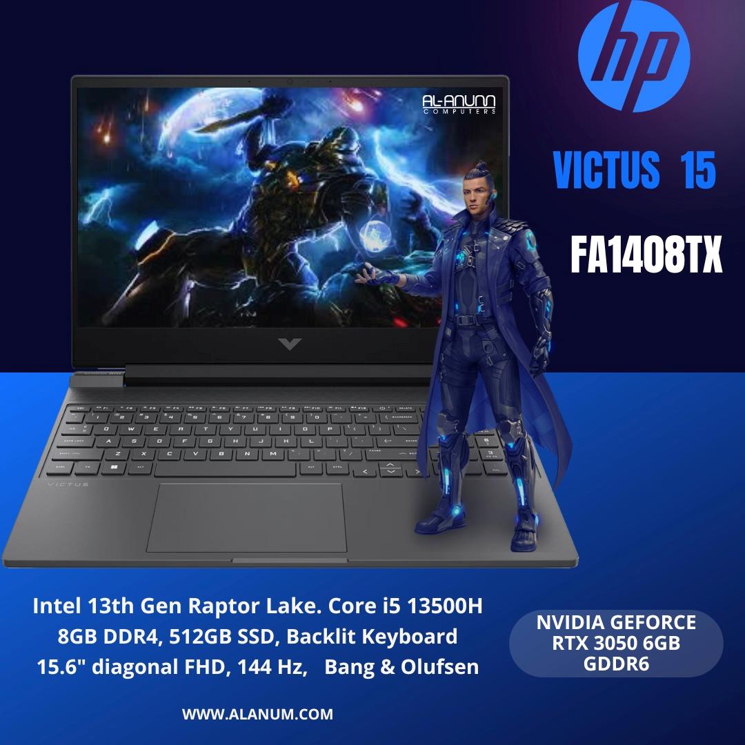 HP Victus Gaming Laptop 15 FA1408TX - Core i5 13th Gen 13500H, 8GB RAM, 512GB SSD, RTX 3050 6GB, 15.6" FHD 144Hz, Backlit Keyboard, DOS - Mica Silver - MojoTech