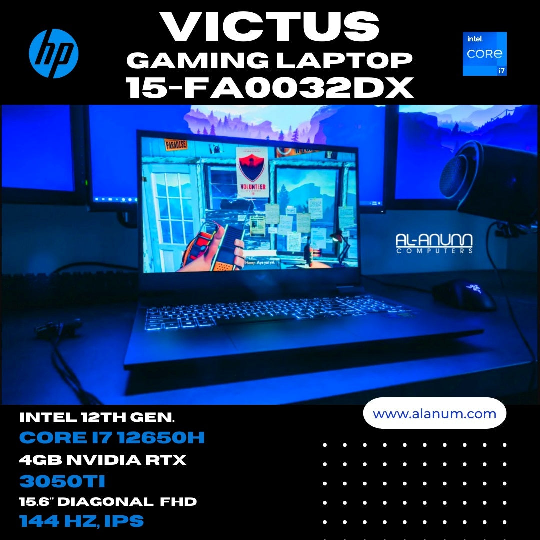 Hp Victus Gaming Laptop 15-fa0032dx, Ci7 12TH, 8Gb, 512GB SSD, 3050Ti RTX-4Gb, BL-K, 15.6 FHD, Win11, Mica Silver - MojoTech