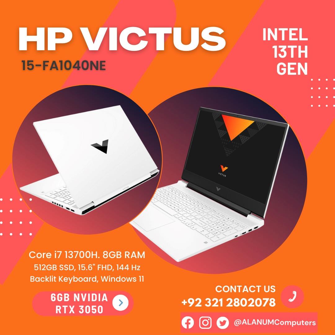 Hp Victus Gaming Laptop 15-fa1040ne, Ci7 13th Gen, 8Gb, 512GB SSD, RTX-3050 6Gb, BL-K, 15.6 FHD, 144Hz, Dos, White - MojoTech